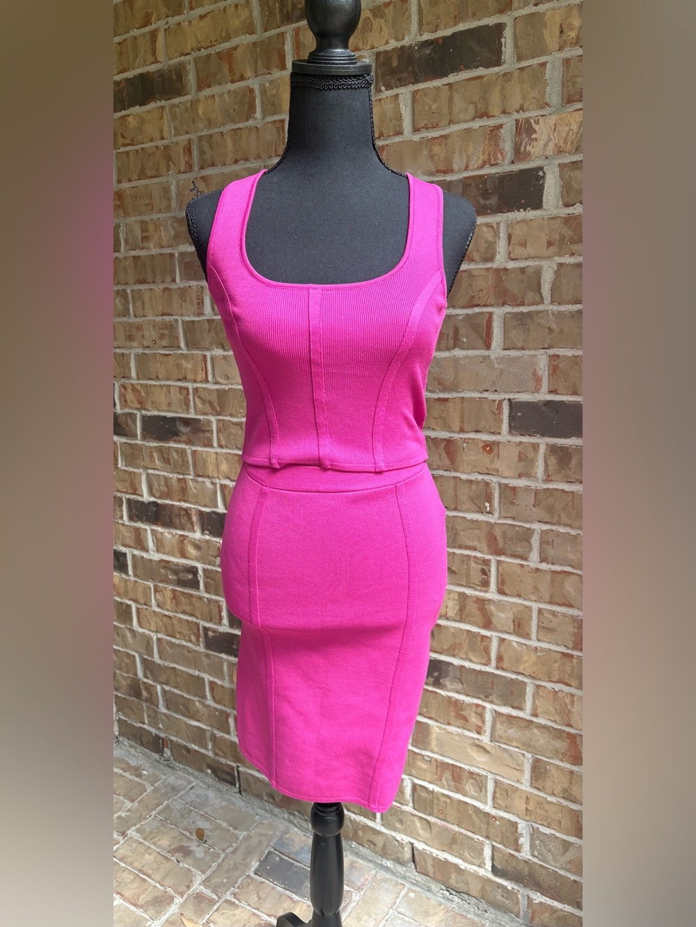 Sincerely Jules Pink Ribbed Midi Skirt Set